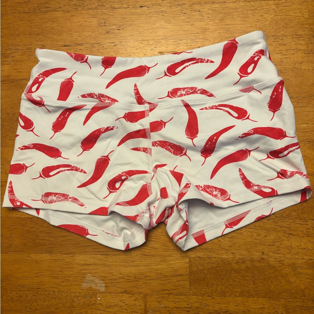 Savage Barbell - Red and White Chili Pepper Print Shorts